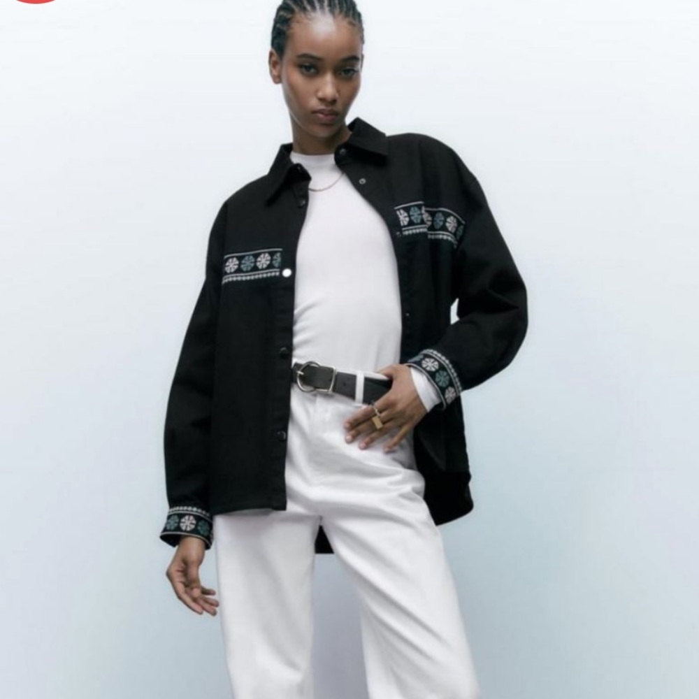 Womens Embroidered Cotton Overshirt Black | Zara Jackets And Overshirts